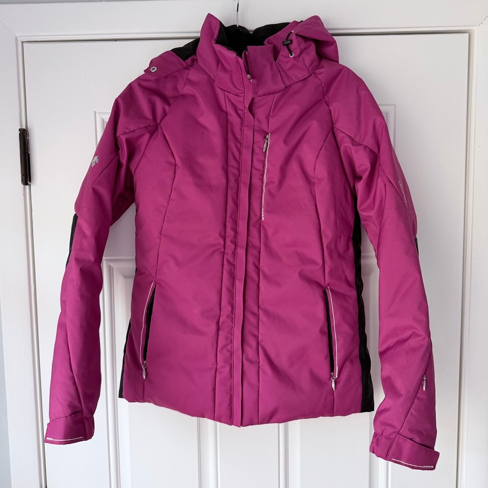 DESCENTE women’s ski jacket size 10 M pink full zip up duck down
